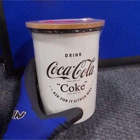 New - COCA-COLA ENAMEL LARGE CANISTERS W/LID - Picture 1 of 3